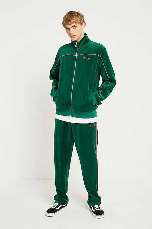 Green velvet Fila Tracksuit Urban Outfitters