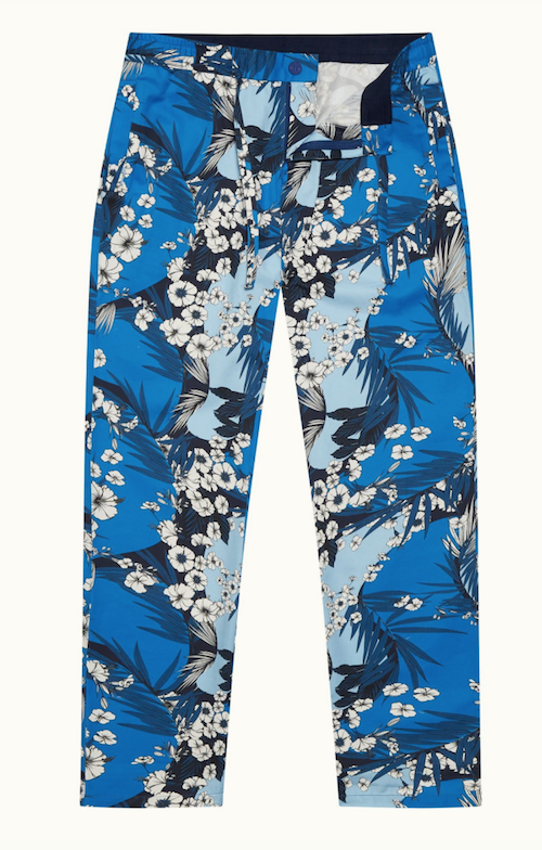 Orlebar Brown patterned men's trousers Menswear blue Packard SS22