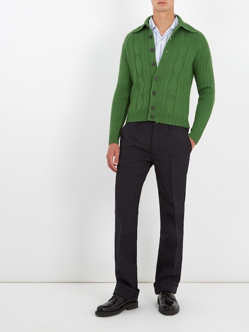Green Prada Pointed Cardigan Menswear Top Picks The Chic Geek